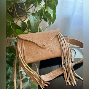 Leather fringe belt bag